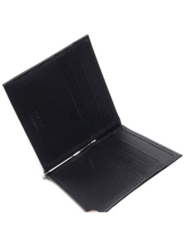 Saffiano Leather Triangle Logo Half Wallet Black - PRADA - BALAAN 6