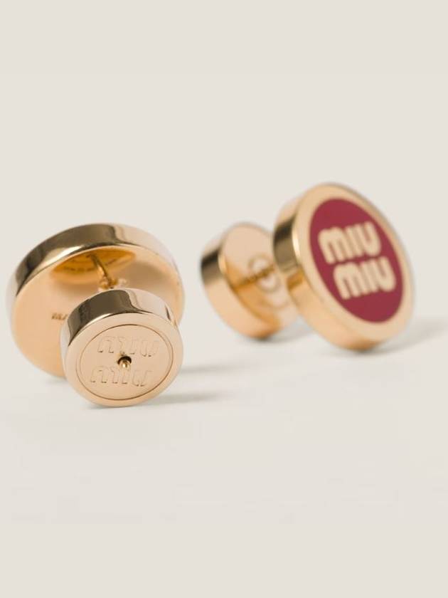 Enameled Metal Earrings Red - MIU MIU - BALAAN 3