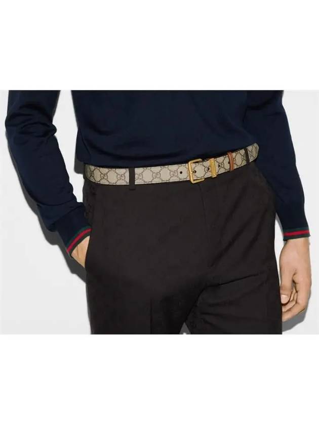 GG Emblem Square Buckle Belt Brown Beige - GUCCI - BALAAN 4