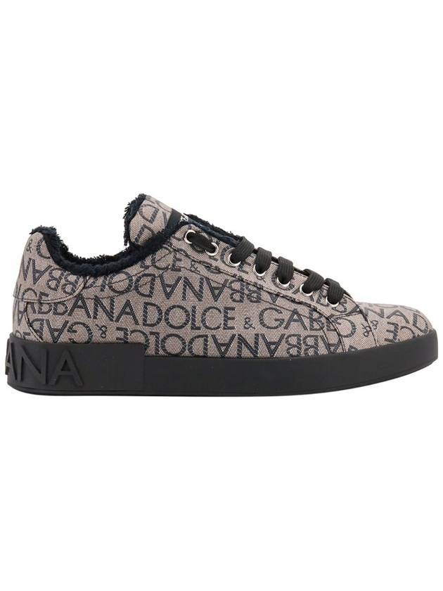 Portofino All Over Logo Jacquard Low Top Sneakers Marron - DOLCE&GABBANA - BALAAN 1