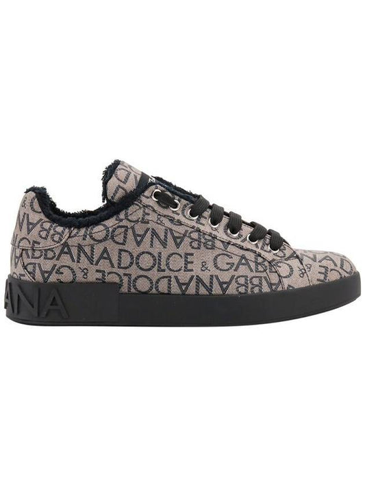 Portofino All Over Logo Jacquard Low Top Sneakers Marron - DOLCE&GABBANA - BALAAN 1