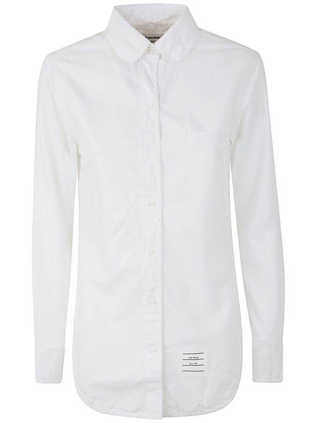 RWB Back Stripe Round Collar Classic Oxford Shirt White - THOM BROWNE - BALAAN 1