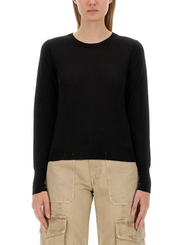 Round Neck Wool Knit Top Black - GOLDEN GOOSE - BALAAN 2