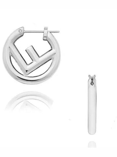 F Logo Earrings Silver - FENDI - BALAAN 2