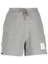 Women's Pique Stripe Rib Gusset Shorts Light Grey - THOM BROWNE - BALAAN 1