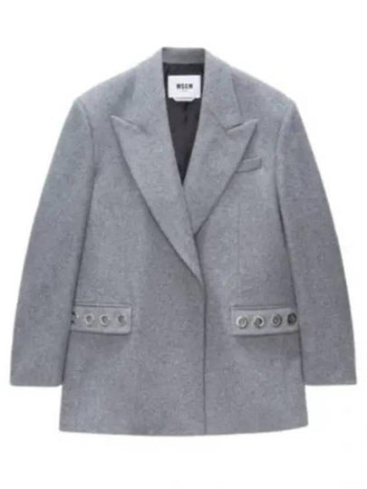 Structured Wool Studs Suit Jacket Grey - MSGM - BALAAN 2