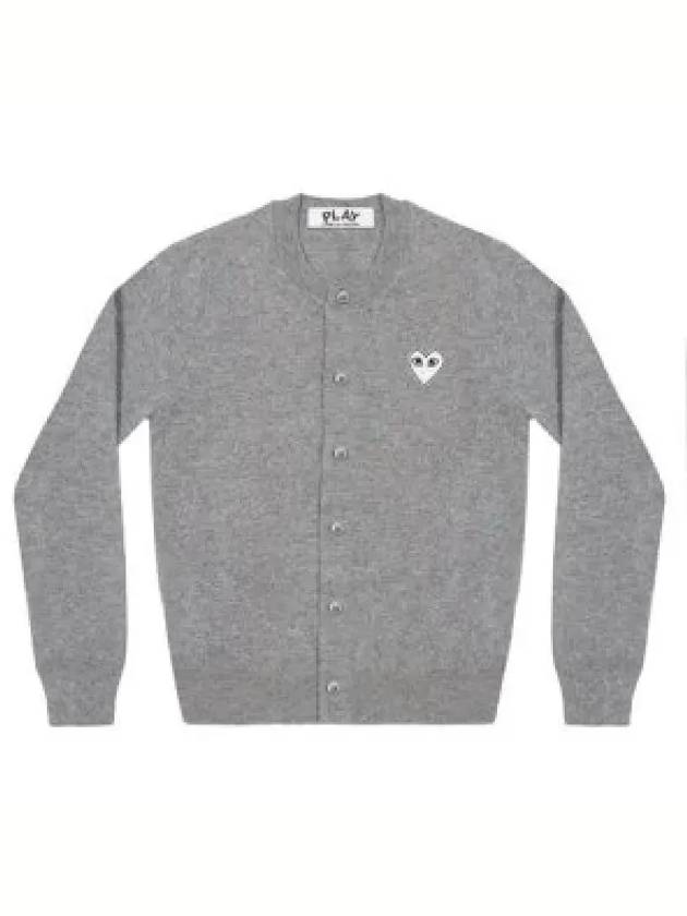 AX N065 051 1 White Heart Wappen Wool Cardigan 1338945 - COMME DES GARCONS - BALAAN 1