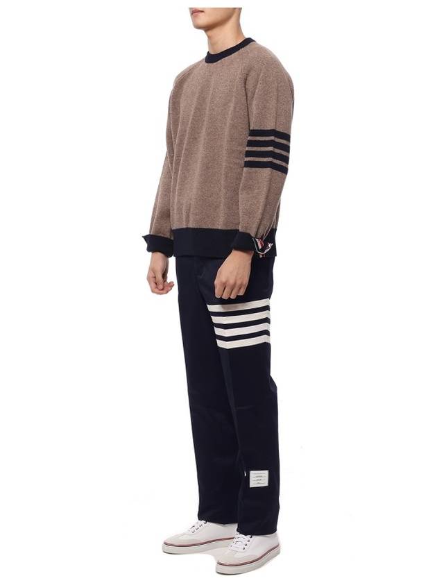 Diagonal Unconstructed Chino Straight Pants Navy - THOM BROWNE - BALAAN 5