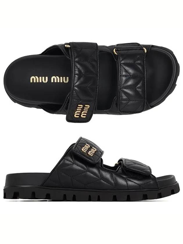 Matelasse Nappa Leather Slippers Black - MIU MIU - BALAAN 5