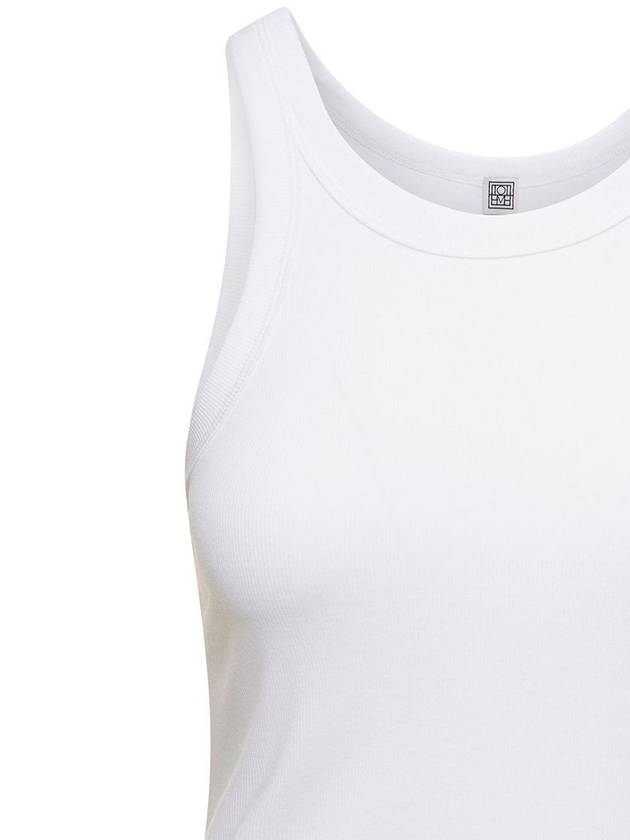 Women's Curved Ribbed Cotton Sleeveless White - TOTEME - BALAAN 4