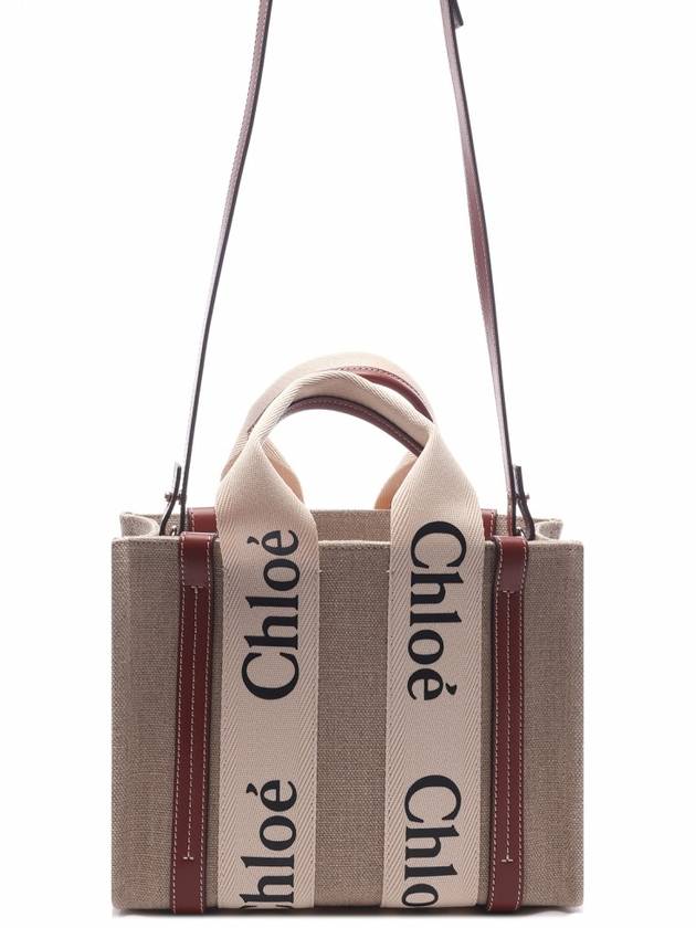 Woody Small Canvas Tote Bag White Brown Beige - CHLOE - BALAAN 5