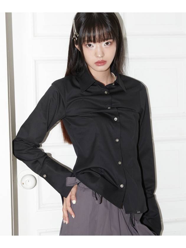 Slim Line Cuffs Long Sleeve Shirt Black - ZIZEMUSEUM - BALAAN 1