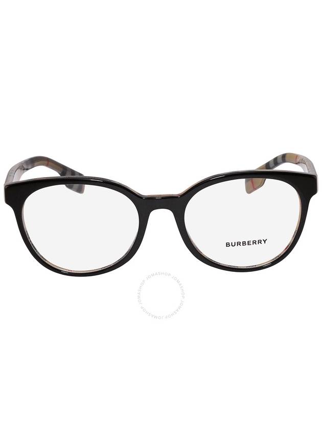 Eyewear Logo Check Temple Round Horn Rim Eyeglasses Black - BURBERRY - BALAAN 2