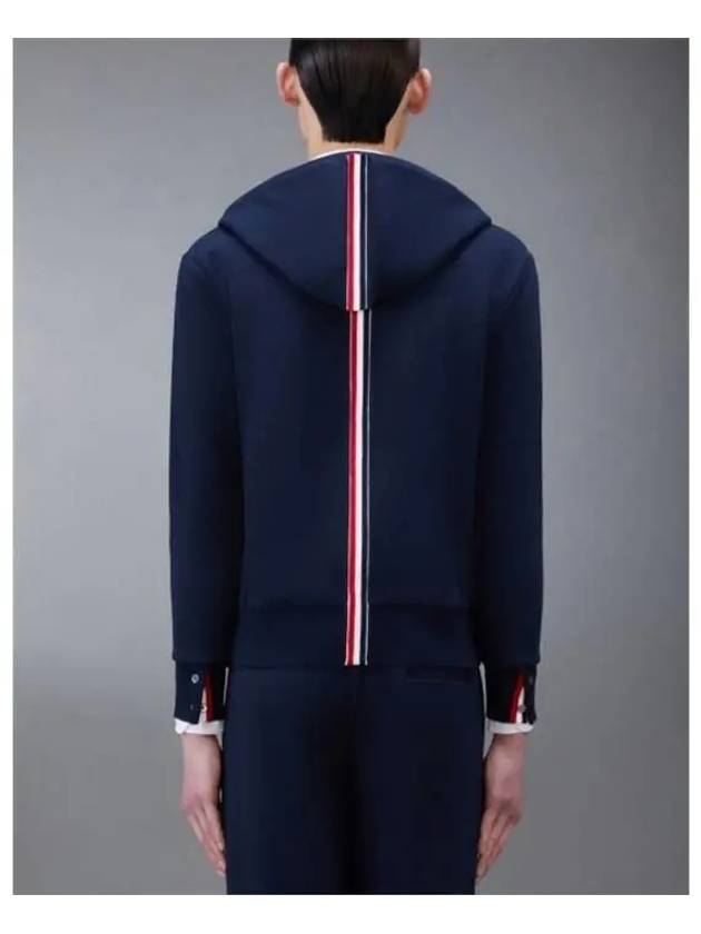 Center Back Stripe Cotton Zip Up Hoodie Navy - THOM BROWNE - BALAAN 4