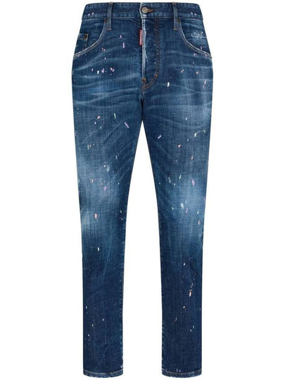 Pastel Spots Wash Skater Straight Jeans Blue - DSQUARED2 - BALAAN 2