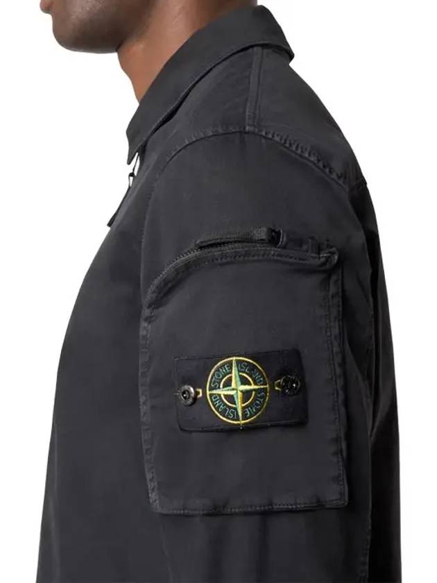 Organic Zip-Up Fastening Shirt Zip-Up Jacket Black - STONE ISLAND - BALAAN 5