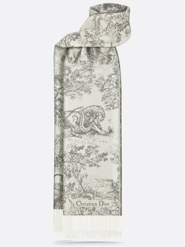 Toile De Jouy Sauvage Cashmere Wool Scarf Grey - DIOR - BALAAN 2