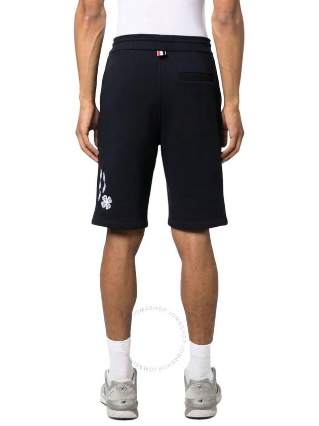 Embroidered Drawstring Cotton Shorts Navy - THOM BROWNE - BALAAN 3