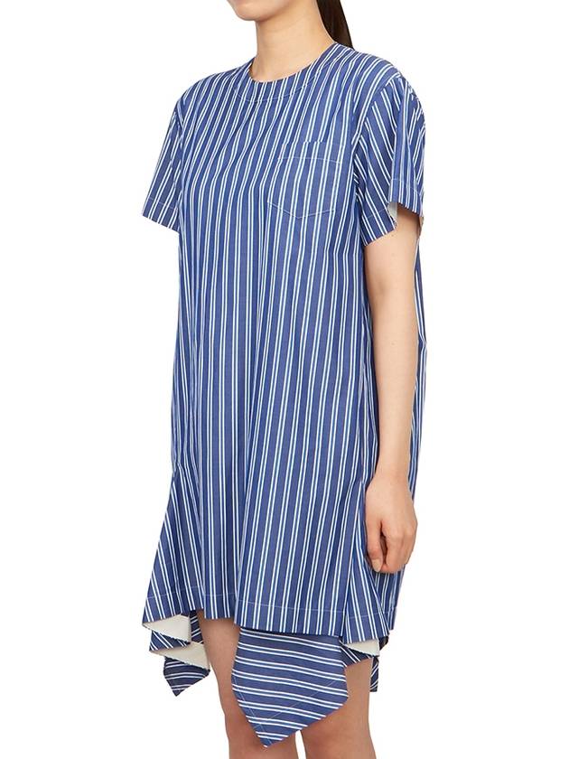 Stripe Cotton Poplin Pullover Short Dress Blue - SACAI - BALAAN 5