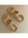 Button Logo Velvet Velcro Sandals Beige - CHANEL - BALAAN.