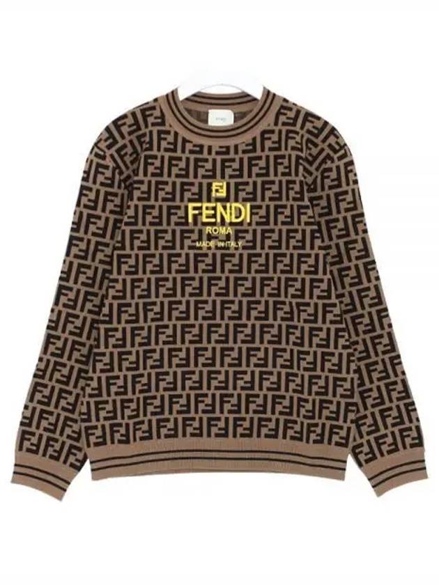 Kids FF Pullover Knit Top Brown - FENDI - BALAAN 2