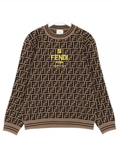 Kids FF Pullover Knit Top Brown - FENDI - BALAAN 2