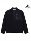 Men s woven color combination fleece half zip up t shirt 9124GXSP BLACK - BLACK&WHITE - BALAAN 1