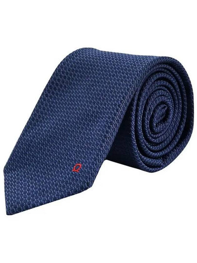 Embroidered Logo Silk Tie Navy - SALVATORE FERRAGAMO - BALAAN 2