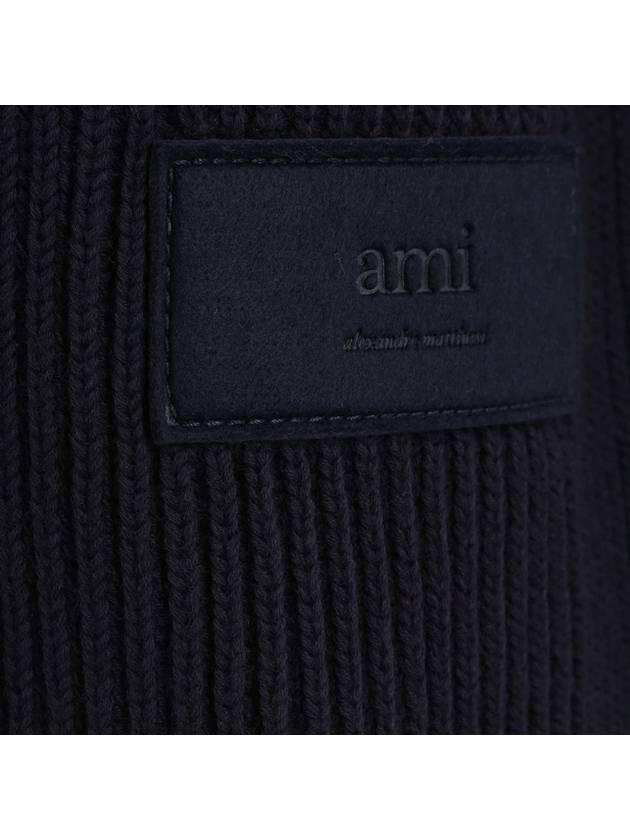 Logo Patch Wool Knit Top Night Blue - AMI - BALAAN 4