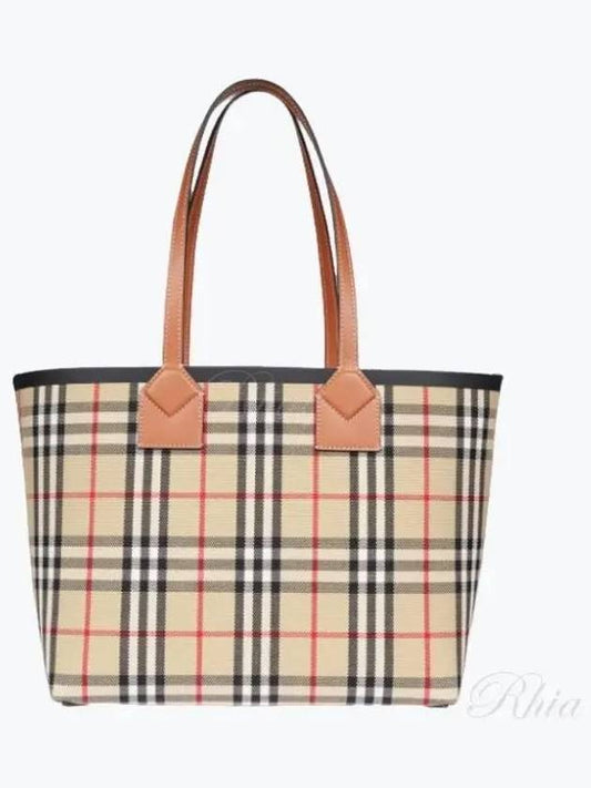 Small London Tote Bag Briar Brown Black - BURBERRY - BALAAN 2