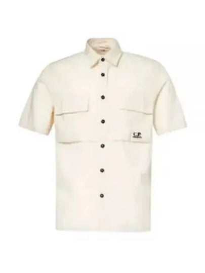 Cotton Rip-Stop Short Sleeve Shirt Beige - CP COMPANY - BALAAN 2