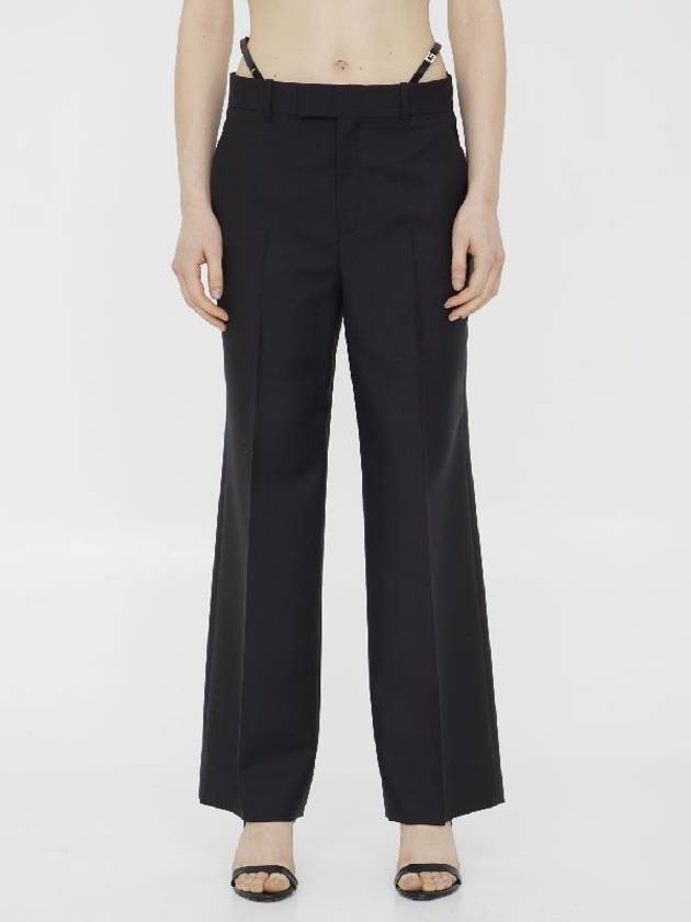 Wool Mohair Straight Pants Black - GUCCI - BALAAN 4