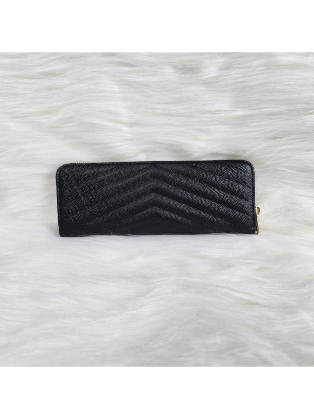 Matelasse Monogram Zipper Around Long Wallet Black - SAINT LAURENT - BALAAN 8