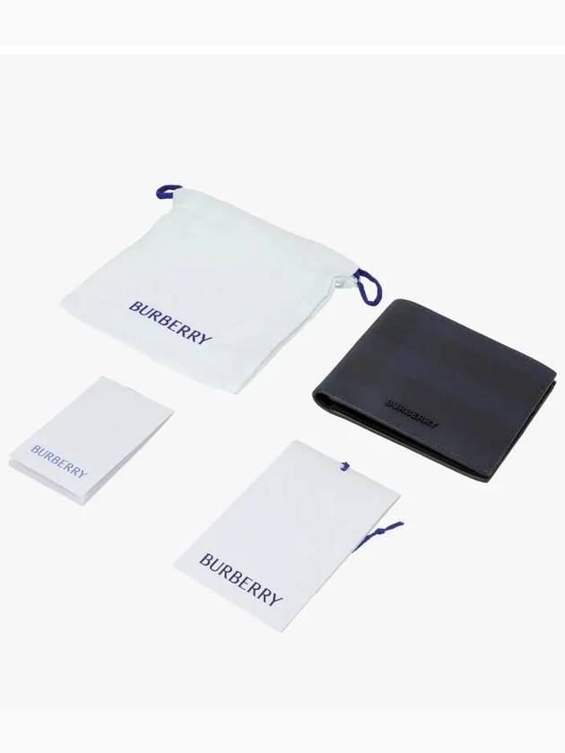 Check Half Leather Half Wallet Navy - BURBERRY - BALAAN 5