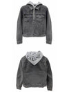 Logo Hoodie Trucker Denim Jacket Charcoal Wash - CELINE - BALAAN 5