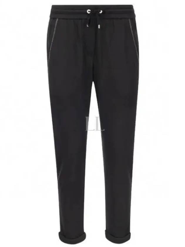 Cotton Silk Fleece Track Pants Black - BRUNELLO CUCINELLI - BALAAN 2