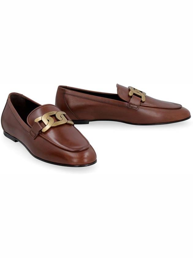 Kate Metal Logo Leather Loafers Brown - TOD'S - BALAAN 4