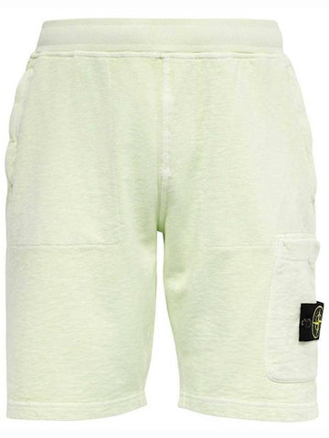 Men's OLD Treatment Logo Patch Cargo Bermuda Shorts Light Green - STONE ISLAND - BALAAN 1