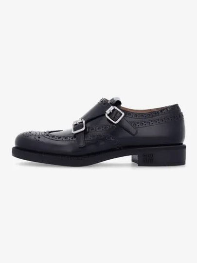 Brogue Leather Monk Strap Black - MIU MIU - BALAAN 2