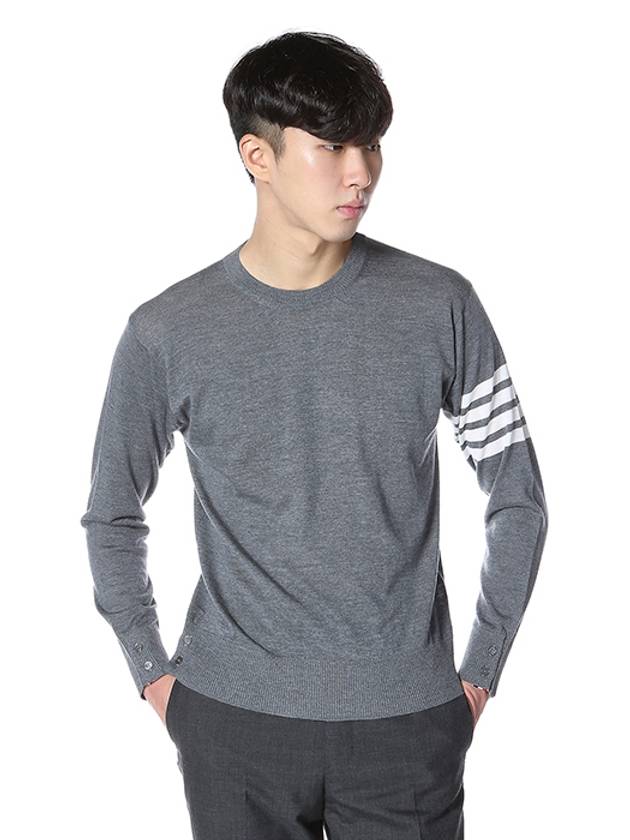 4 Bar Stripe Classic Wool Knit Top Grey - THOM BROWNE - BALAAN 6