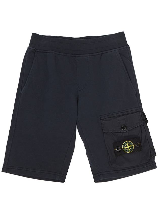 Kids Cotton Canvas Cargo Shorts Navy - STONE ISLAND - BALAAN 10