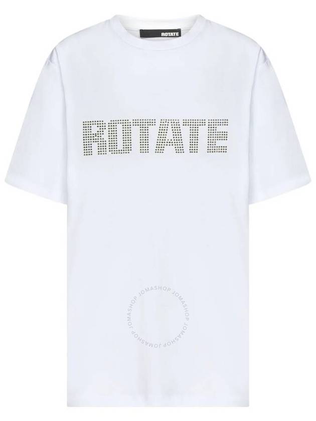 Rotate Rhinestone Logo Aster Cotton T-Shirt, Size Small - ROTATE - BALAAN 1