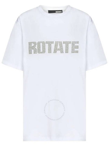 Rotate Rhinestone Logo Aster Cotton T-Shirt, Size Small - ROTATE - BALAAN 1