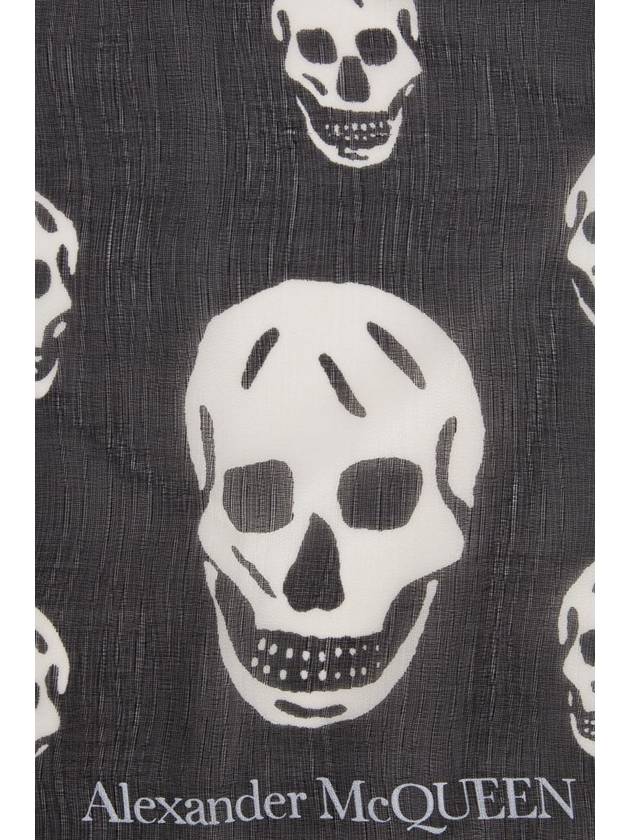 Skull Print Silk Muffler Black - ALEXANDER MCQUEEN - BALAAN 3