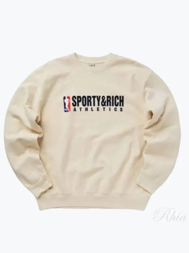 24 Team Logo Crew Neck Cream Navy WS067S410TC Sweatshirt - SPORTY & RICH - BALAAN 1