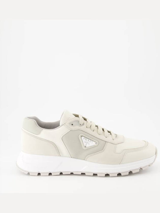 Nubuck Nylon Low Top Sneakers White - PRADA - BALAAN 2