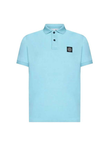 Men's Logo Patch Cotton Polo Shirt Blue - STONE ISLAND - BALAAN 1