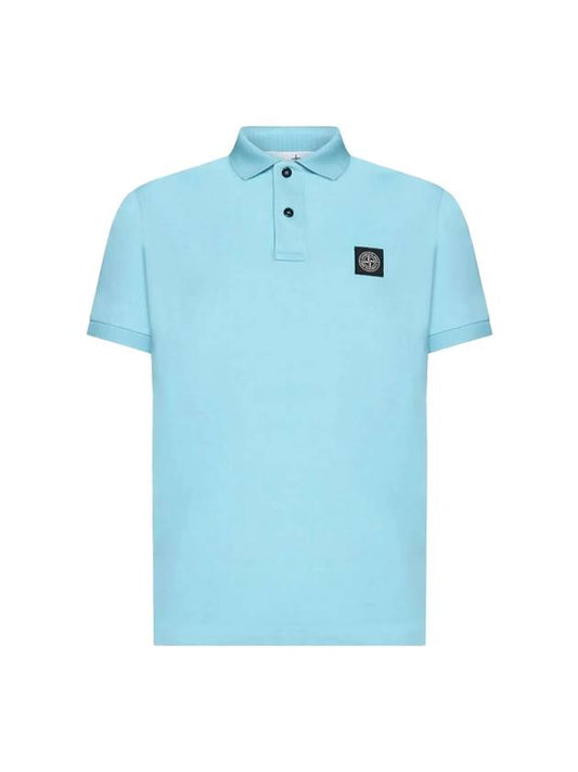 Men's Logo Patch Cotton Polo Shirt Blue - STONE ISLAND - BALAAN 1