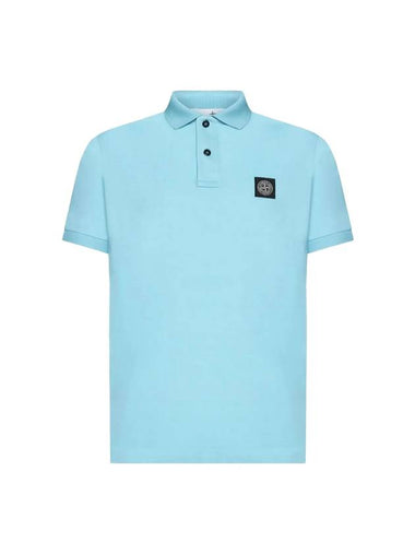 Men's Logo Patch Cotton Polo Shirt Blue - STONE ISLAND - BALAAN 1