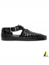 Woven Flat Leather Sandals Black - JIL SANDER - BALAAN 2